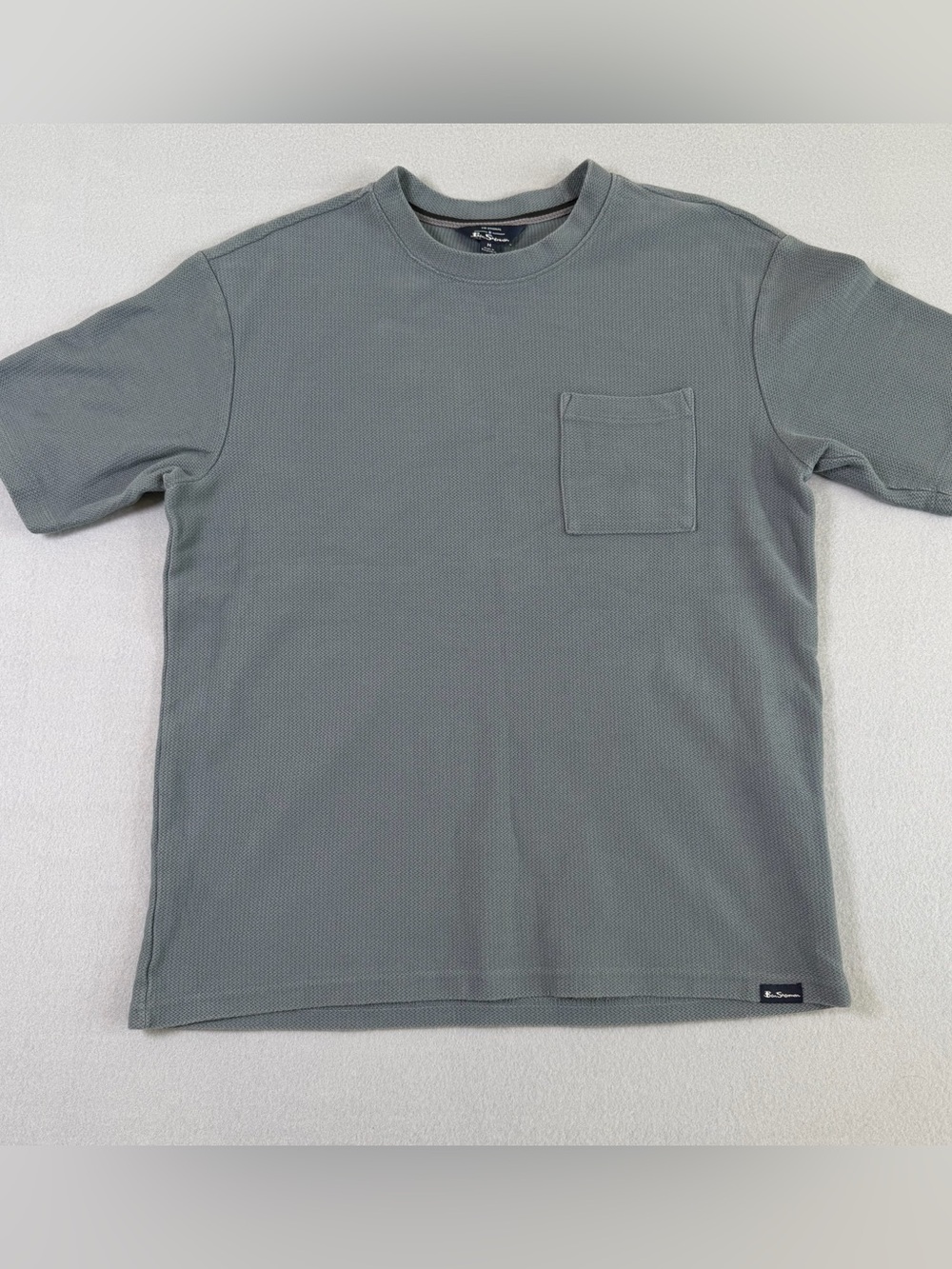 Ben Sherman Men’s Gray Solid Cotton Knit Pocket Crew Neck Tee Shirt Size M